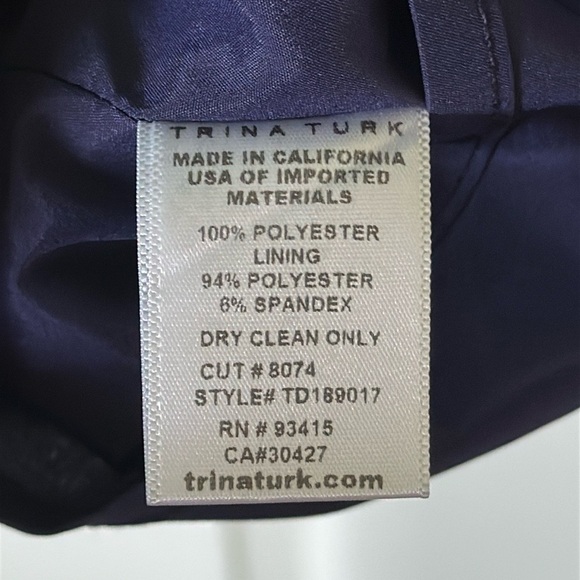 Trina Turk Navy Blue Rocks Flutter-Sleeve Shift Mini Dress Size 12 - Picture 7 of 7